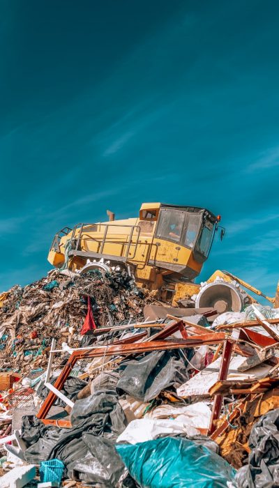 bulldozer compactor working at a landfill bulldozer compactor working at a landfill.